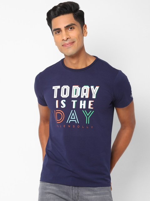 Allen Solly Men Navy Blue Printed Round Neck T-shirt