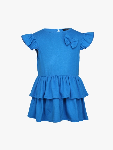 Tiddlywings Girls Blue Solid Peplum Pure Cotton Top