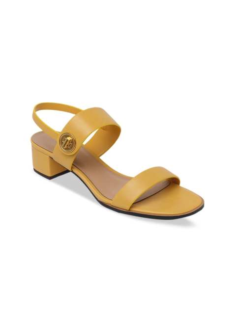 CHARLES & KEITH Women Mustard Yellow Solid Block Heels