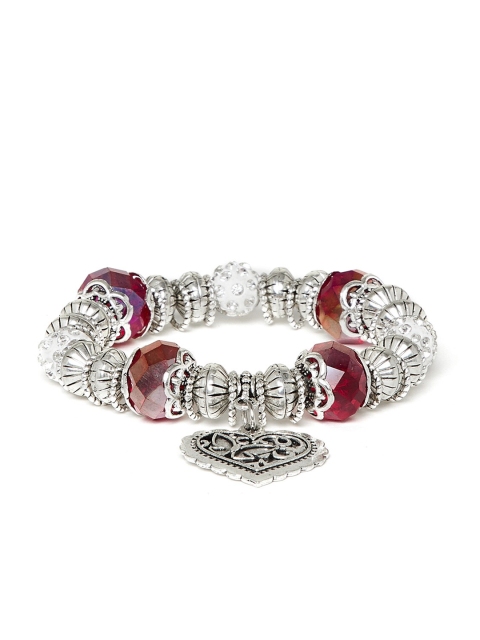 ZeroKaata Silver-Toned Metal Elasticated Bracelet