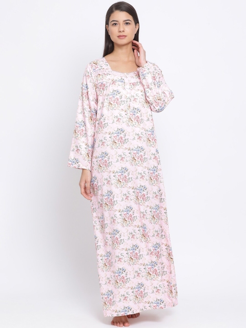 Kanvin Pink & Green Printed Nightdress