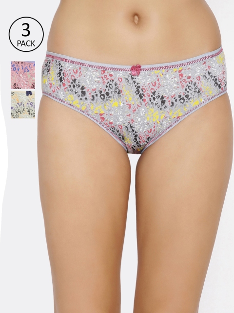 Lady Lyka Women Pack of 3 Printed Hipster Briefs CATER-PILAR-15, Yellow