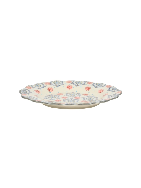 Chumbak Blue & Beige Printed Kaleidoscope Ceramic Plate