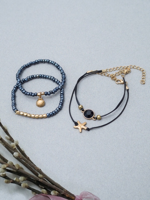 Golden Peacock Women Black Set of 4 Metal Gold-Plated Handcrafted Elasticated Bracelets
Golden Peacock Women Black Set of 4 Metal Gold-Plated Handcrafted Elasticated Bracelets
