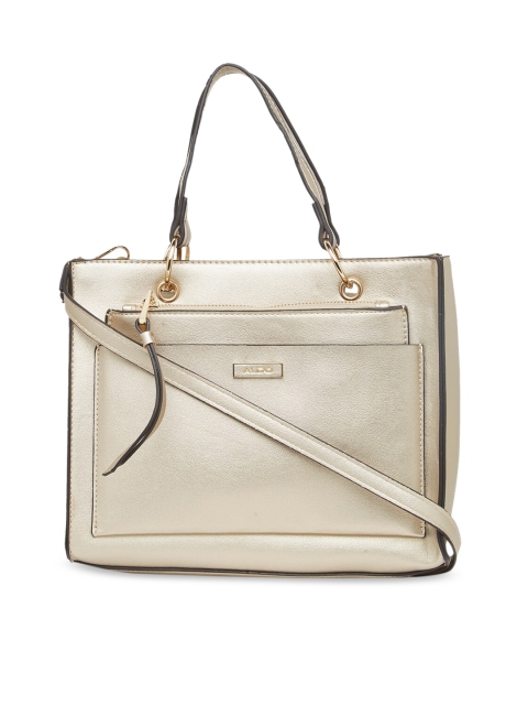 ALDO Champagne Yellow Solid Handheld Bag