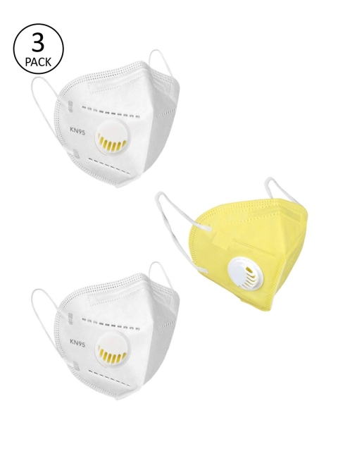 OOMPH Unisex Pack of 3 Pcs White & Yellow Reusable 5-Ply Protective N95 Masks With Valve
OOMPH Unisex Pack of 3 Pcs White & Yellow Reusable 5-Ply Protective N95 Masks With Valve