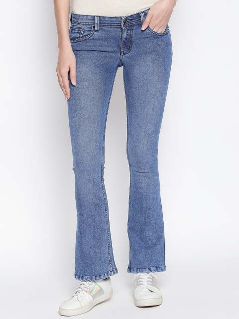 High Star Women Blue Bootcut Mid-Rise Clean Look Stretchable Jeans