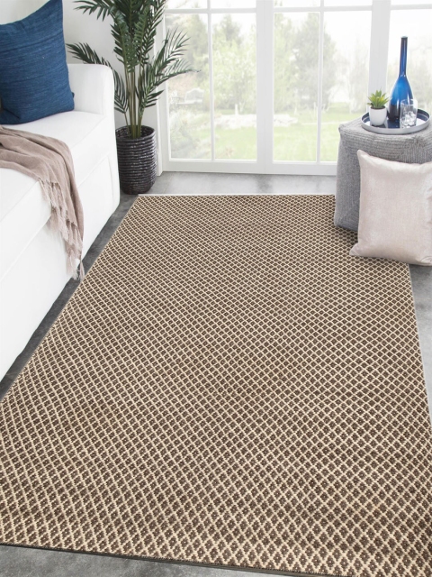 Jaipur Rugs Brown & Beige Geometric Handmade Flat Weaves Pure Wool Carpet