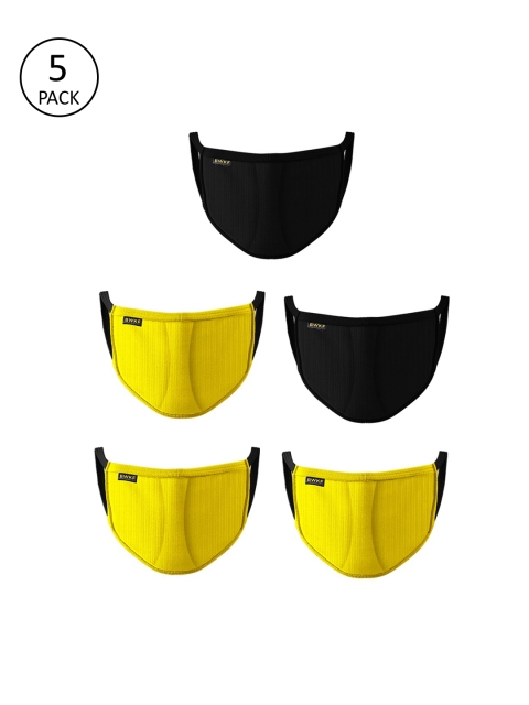 Bewakoof Men 3Ply 5Pcs Protective Outdoor Face Masks, Yellow