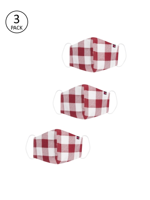 Clovia Unisex 3Pcs 3Ply Protective Outdoor Face Masks, Red