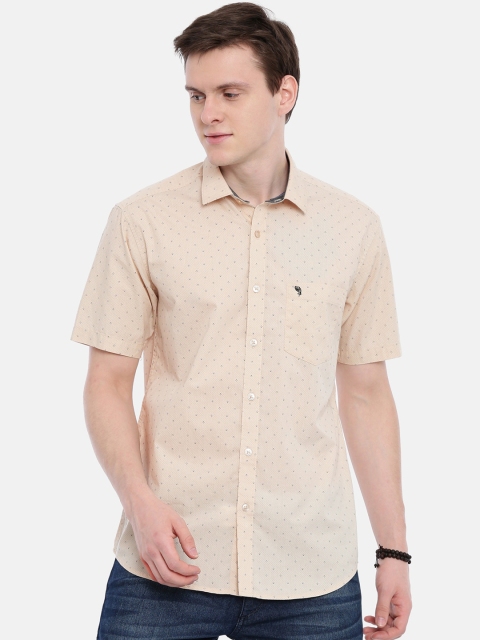Classic Polo Men Yellow Slim Fit Printed Casual Shirt