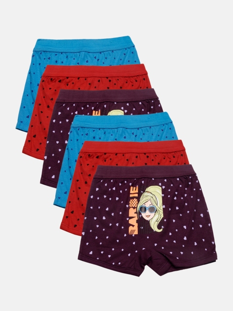 Red Rose Girls Pack of 6 Assorted Barbie Printed Boy Shorts BABY-146-20