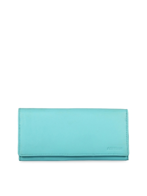 Aditi Wasan Women Turquoise Blue Solid Leather Envelope