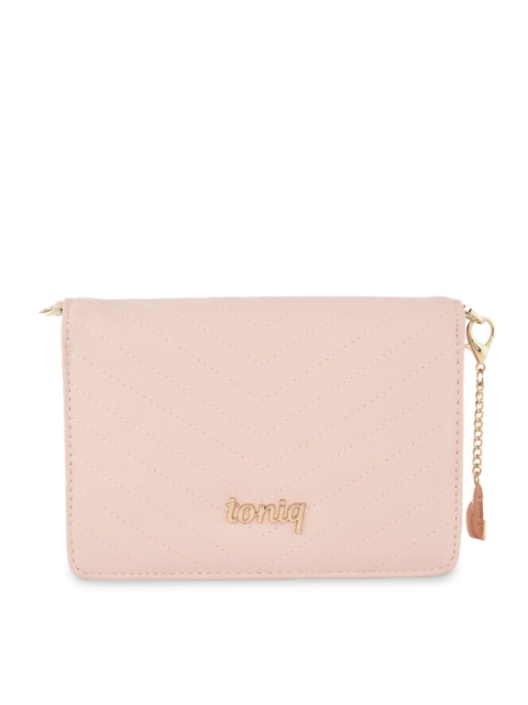 ToniQ Pink Solid Quilted Clutch