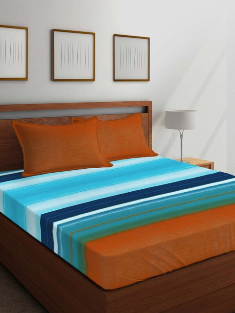 Boutique Living India Blue & Brown Striped 400 TC Cotton 1 King Bedsheet with 4 Pillow Covers
Boutique Living India Blue & Brown Striped 400 TC Cotton 1 King Bedsheet with 4 Pillow Covers