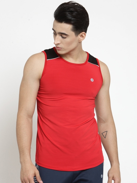BUKKUM Men Red Solid Round Neck T-shirt