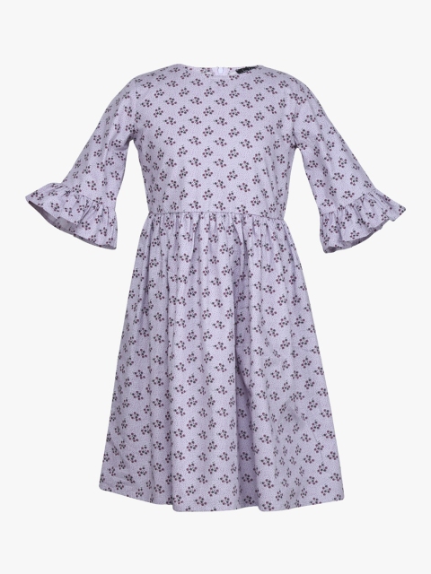 Tiddlywings Girls Off-White Printed Fit and Flare Dress