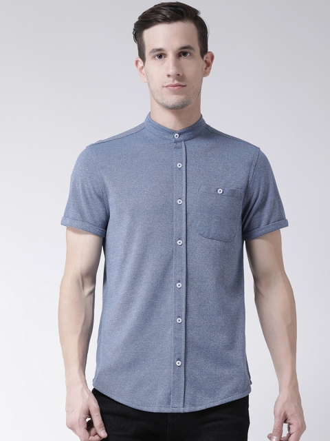 Club York Men Blue Regular Fit Solid Casual Shirt