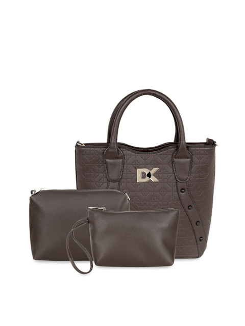 Diana Korr Coffee Brown Textured Handheld Bag With 2 Pouches 
Diana Korr Coffee Brown Textured Handheld Bag With 2 Pouches