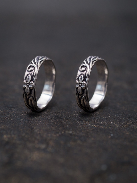 Golden Peacock Set Of 2 Oxidized Silver-Plated Finger Rings