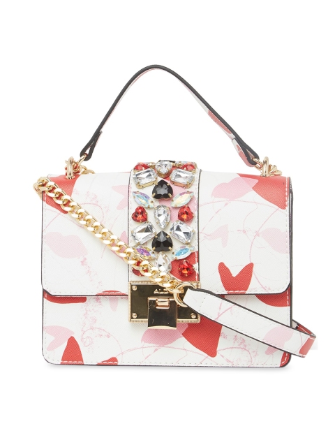 ALDO White & Red Printed Satchel