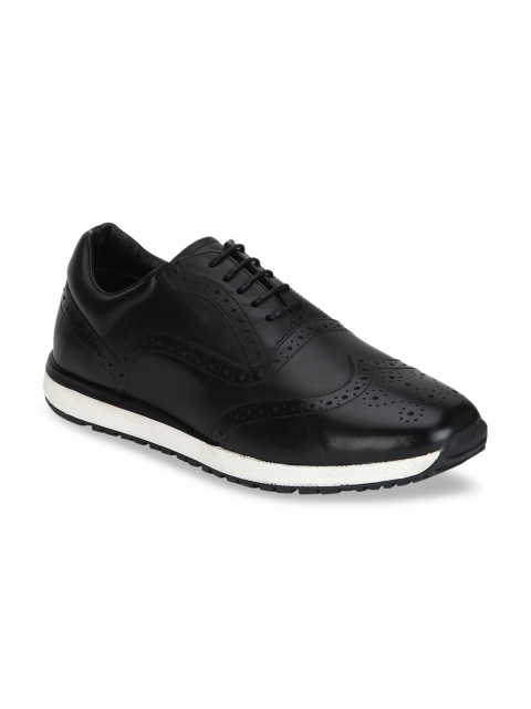 Aditi Wasan Men Black Perforations Leather Brogues