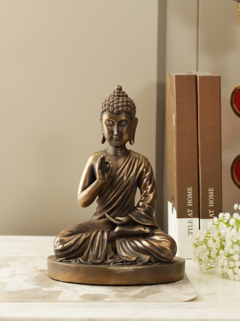 HomeTown Bronze-Toned Zen Polyresin Buddha Idol