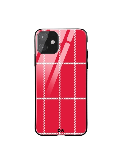 DailyObjects Red & White Rose Rope Checks iPhone 11 Glass Case