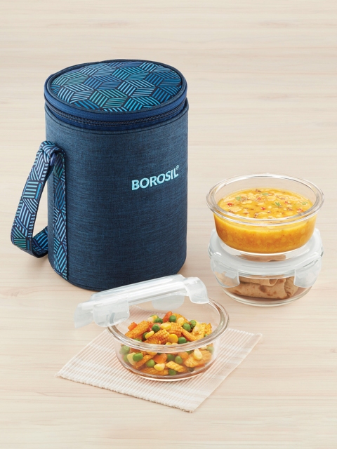 BOROSIL Blue & Transparent FoodLuck Borosilicate Glass 3 Piece Round Containers Lunch Box With Bag
BOROSIL Blue & Transparent FoodLuck Borosilicate Glass 3 Piece Round Containers Lunch Box With Bag