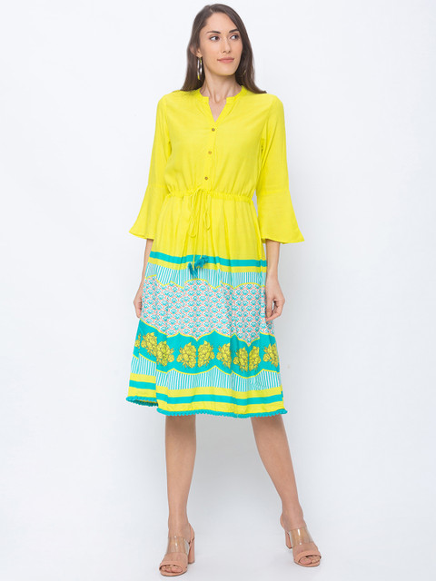 Globus Women Yellow Colourblocked A-Line Dress
Globus Women Yellow Colourblocked A-Line Dress