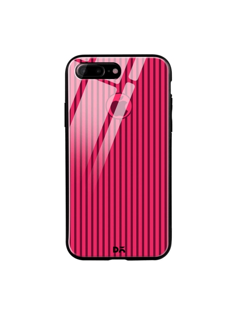 DailyObjects Pink & Burgundy Stripes iPhone 7 Plus Glass Case