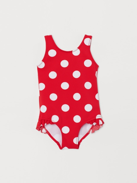 H&M Girls Red & White Printed Swimsuit