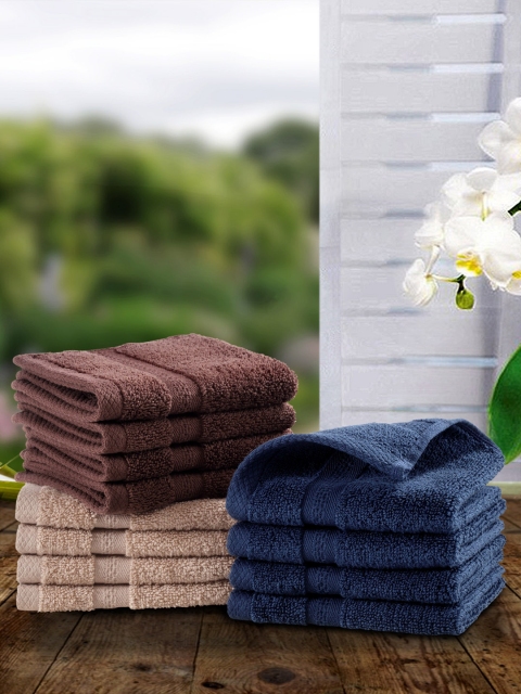 BIANCA Set Of 12 Face Towels, Brown