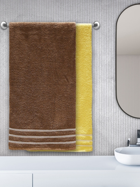 Trident Comfort Living Pack Of 2 Coconut Shell & Gold Flinch Bath Towels, Brown