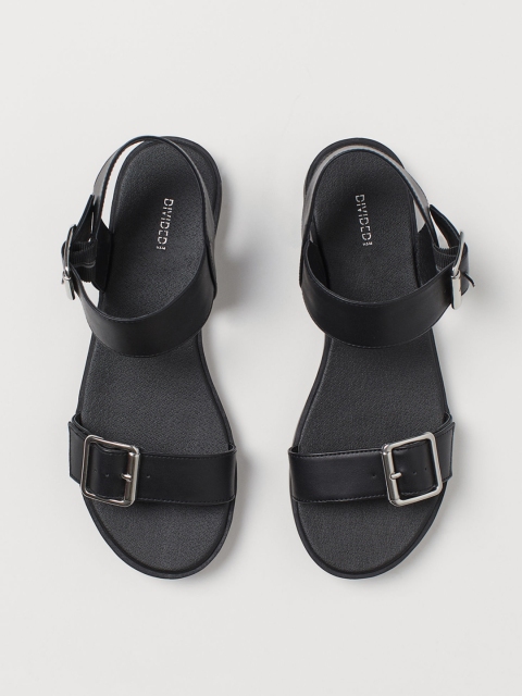 H&M Women Black Solid Sandals