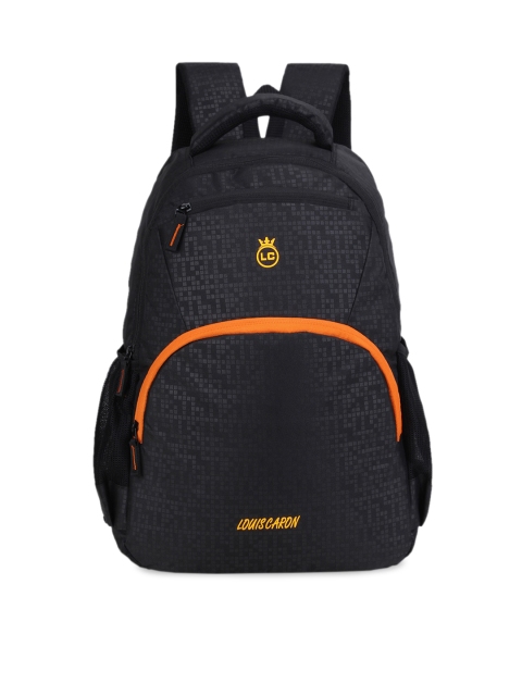 LOUIS CARON Unisex Black Textured Backpack
