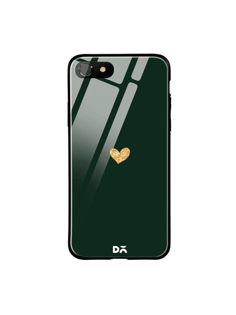 DailyObjects Green & Gold-Toned Sparkle Heart iPhone 7 Glass Cover