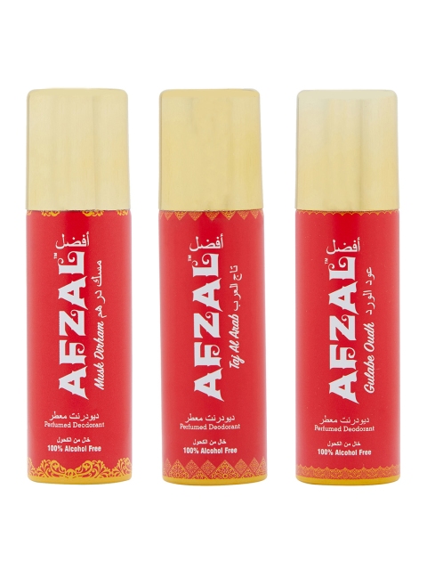 AFZAL Set of 3 Non Alcoholic Gulabe Oudh & Musk Dirham & Taj Al Arab Combo Deodorants, Multi
AFZAL Set of 3 Non Alcoholic Gulabe Oudh & Musk Dirham & Taj Al Arab Combo Deodorants, Multi