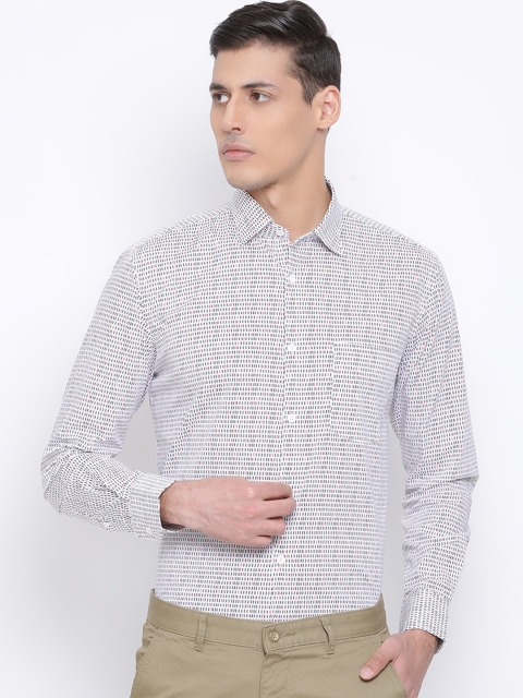 Richlook Men White Regular Fit Printed Formal Shirt
