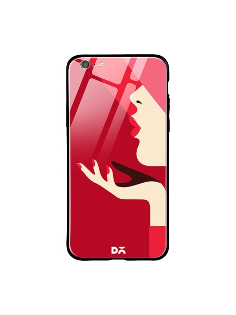 DailyObjects Red & Beige Flying Kiss iPhone 6S Glass Case