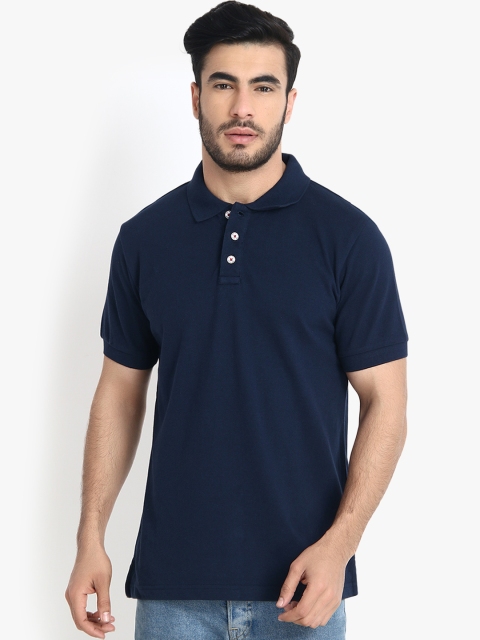 SWISS MILITARY Men Navy Blue Solid Polo Collar T-shirt