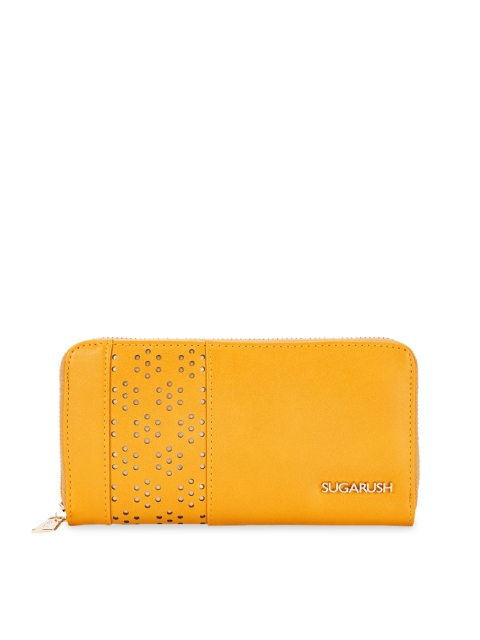 Sugarush Women Yellow Solid Zip Around Wallet