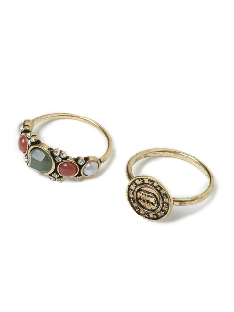 H&M Women Pack of Two Embellished Rings, Multi