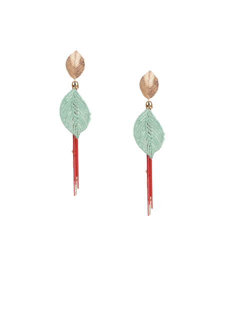 Mali Fionna Sea Green & Gold-Toned Classic Drop Earrings