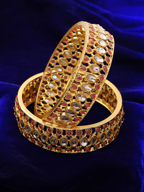 Adwitiya Collection Set Of 2 24 K Gold-Plated Stone-Studded Handcrafted Bangles
Adwitiya Collection Set Of 2 24 K Gold-Plated Stone-Studded Handcrafted Bangles