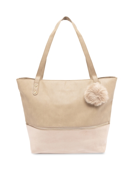 Satchel Bags Brown & Beige Colourblocked Handheld Bag