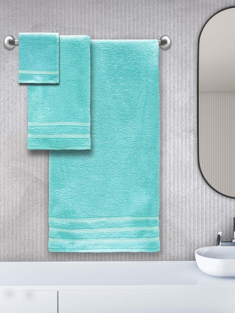 Trident Unisex Set Of 6 Sea Green Solid 380 GSM Comfort Living Towels