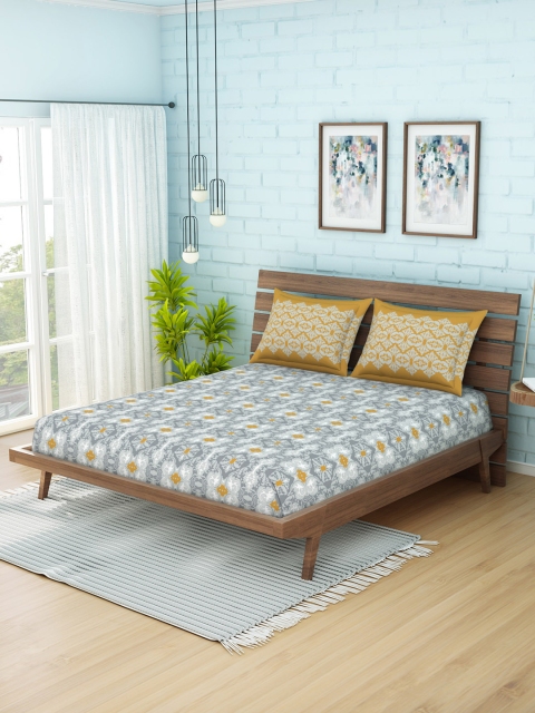 CORE Designed by SPACES Grey & Yellow 210 TC Cotton 1 Queen Bedsheet with 2 Pillow Covers
CORE Designed by SPACES Grey & Yellow 210 TC Cotton 1 Queen Bedsheet with 2 Pillow Covers