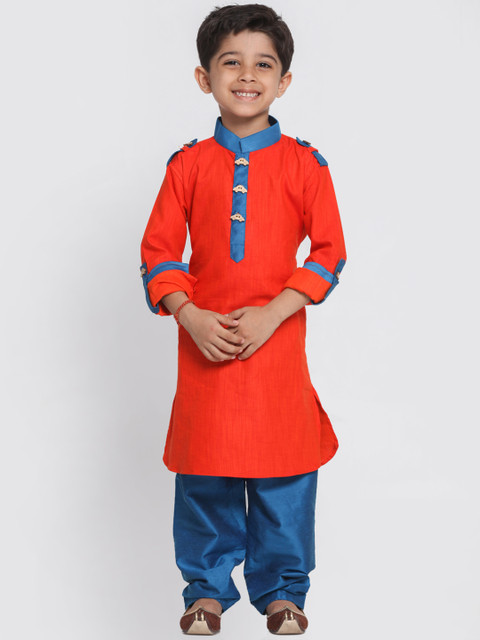 JBN Creation Boys Red & Blue Colourblocked Kurta Set
JBN Creation Boys Red & Blue Colourblocked Kurta Set