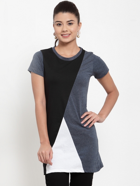 Kalt Women's Black & Blue Colourblocked Tunic